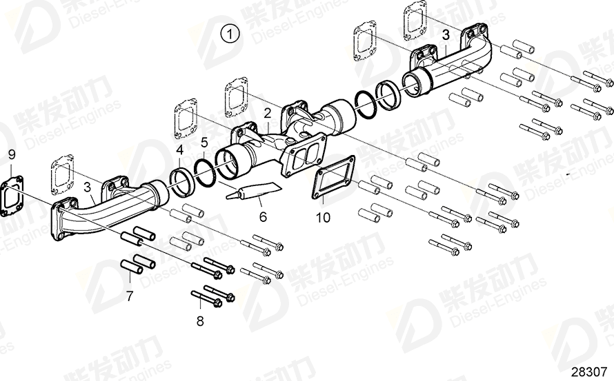 VOLVO Exhaust manifold 17225285 Drawing VOLVO Exhaust manifold 17225285 Drawing